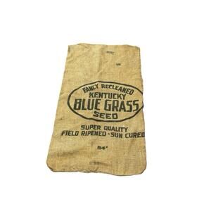 Antique Vintage Kentucky Blue Grass Seed Burlap Sack Bag 24X43